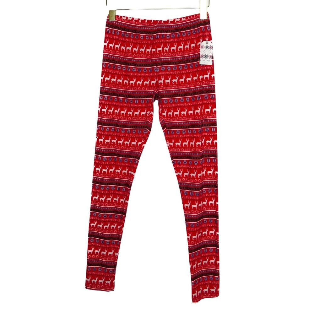 Pink Rose Christmas Leggings Red Argyle Ugly Christmas Leggings Reindeer